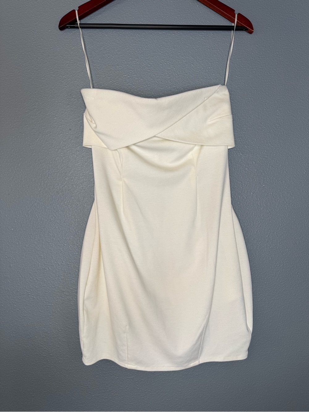 Ivory Strapless Mini Dress Winter Formal Holiday Cocktail TATUUM 38 US 6